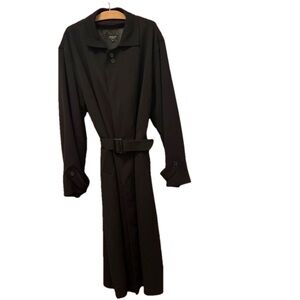 Fil a Fil L-XL Platinum Hampton black zip in lining button trench coat vintage